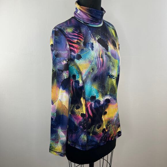 Sno Skins Multicolor Kaleidoscope Printed Turtleneck Pullover Base Layer USA L - Picture 2 of 5